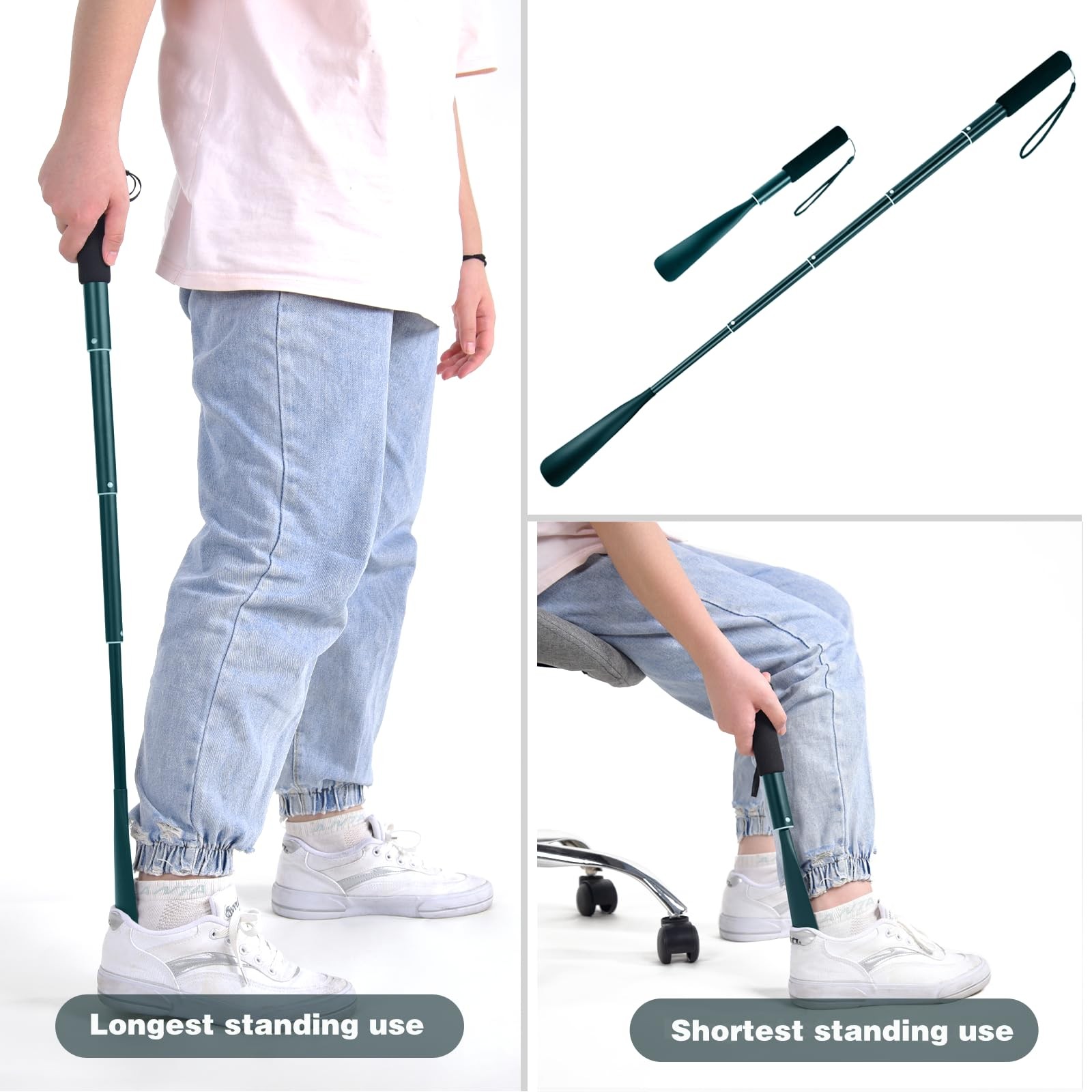 Shoe Horn,14.5″-37″ Retractable Aluminum Shoe Horn Long Handle for Seniors,Me…