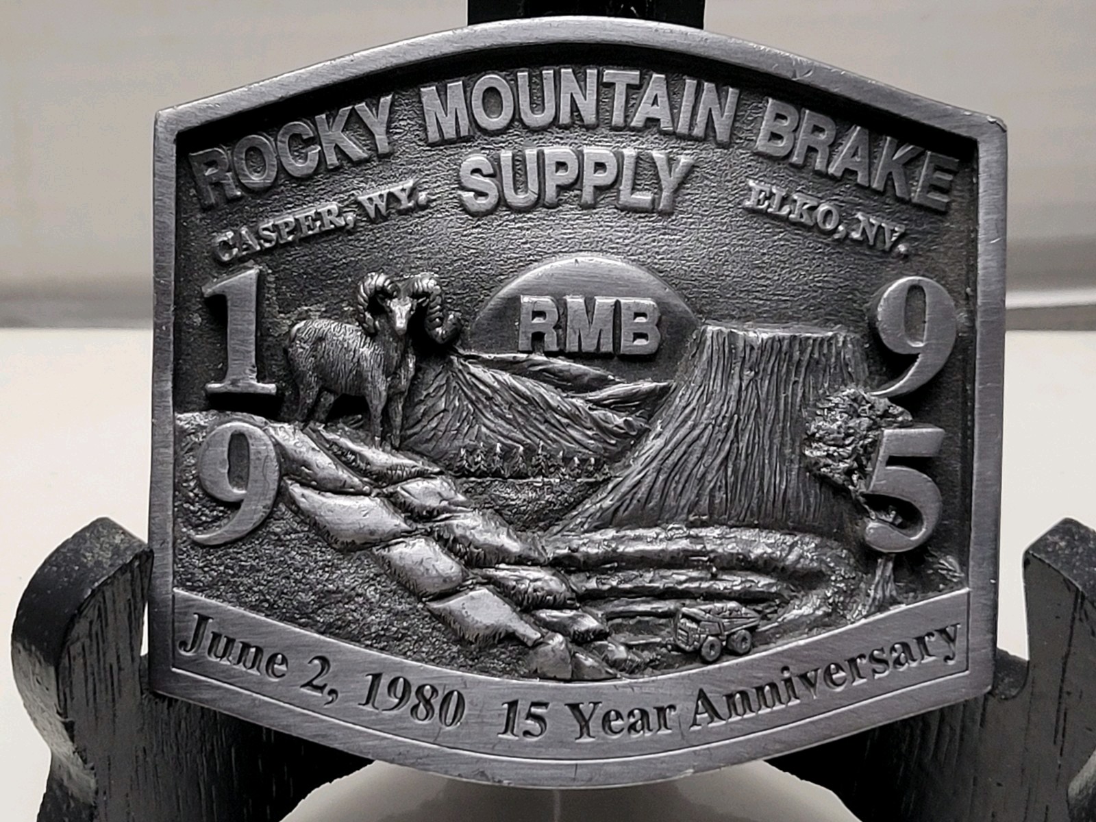 Rocky Mountain Brake Supply 1995 Pewter Belt Buckle Casper WY Elko NV Siskiyou