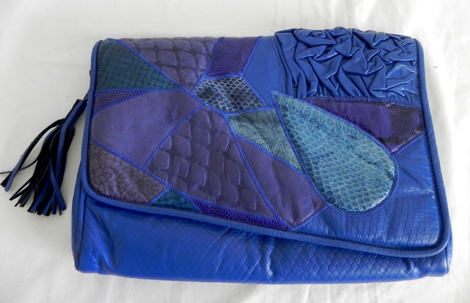 Vtg Pierre Mishael Clutch/Shoulder bag Handcrafted Leather Multi-Color 13″x9″