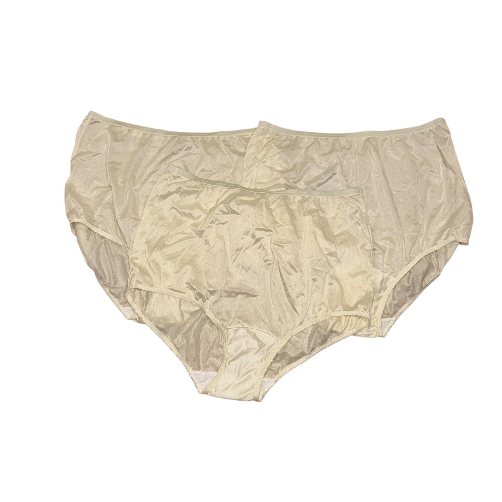 Vtg 3 Pr Vanity Fair 15712 Ravissant Full Brief Panties Nylon Shiny Ivory 8 46