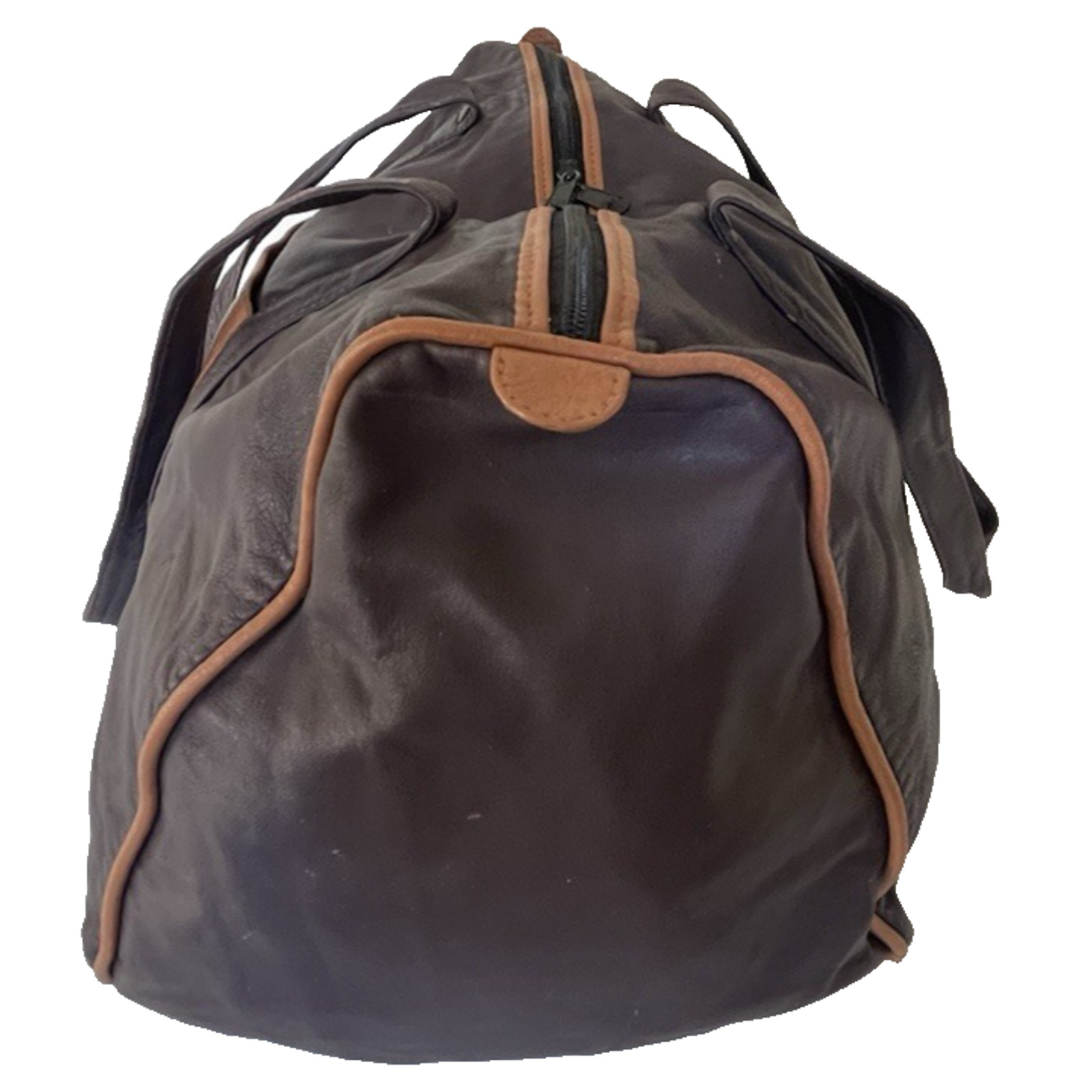 Vintage Trussardi Leather Boston Duffle Travel Carry On Gym Weekender Bag Italy