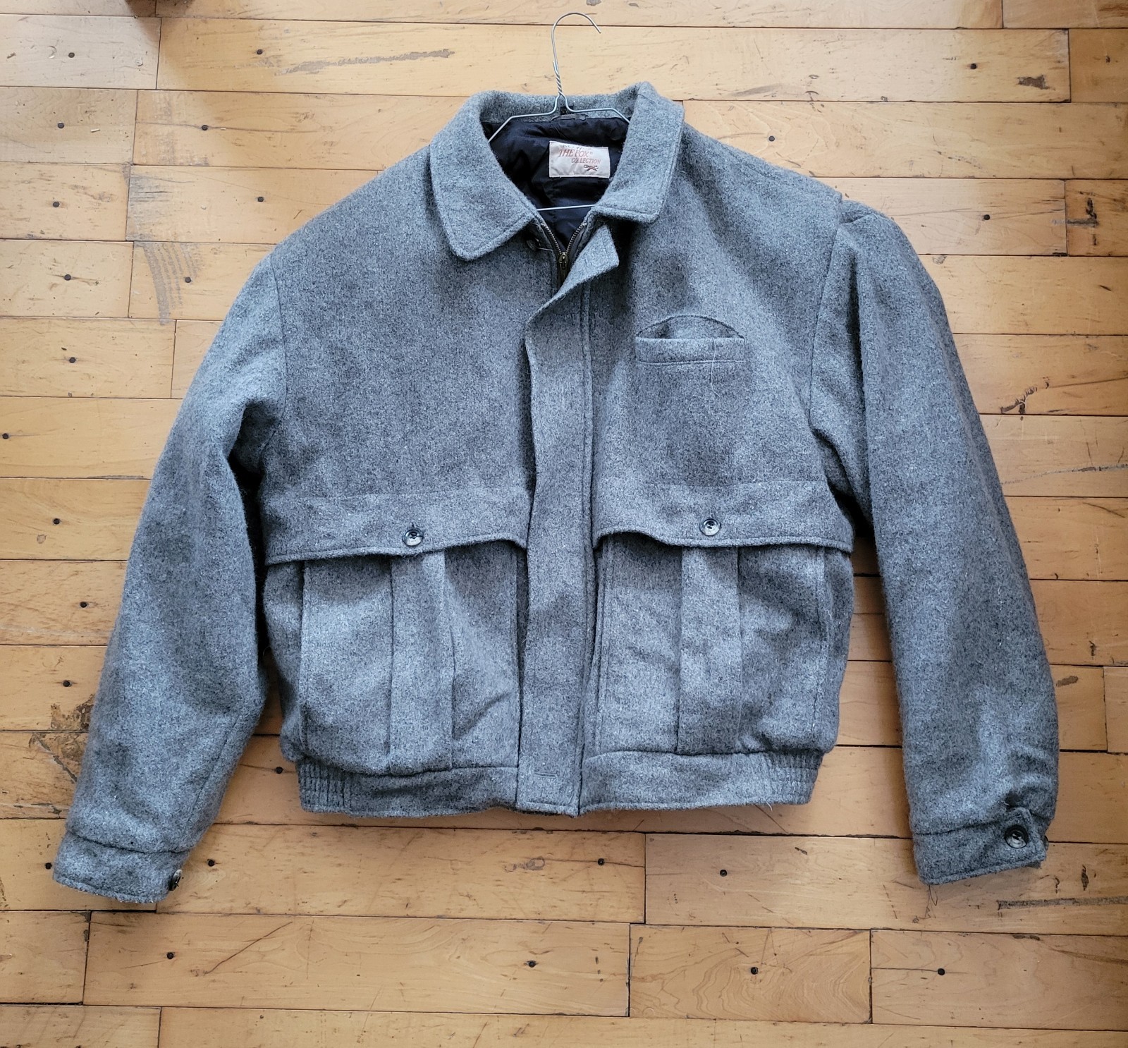 70’s/80s VTG Men’s The Fox Collection Gray Wool Bomber Jacket Made in USA SZ XLT