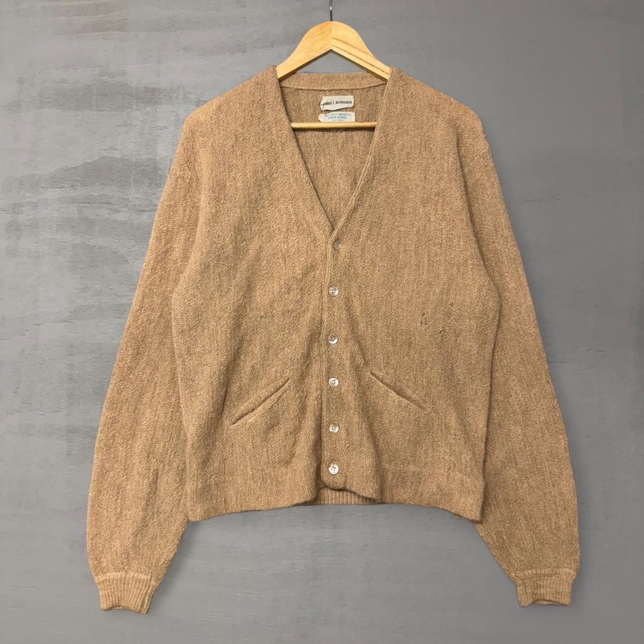 Vintage Kurt Cobain Mohair Style Cardigan Brown Alpaca V Neck Sweater Men’s XL