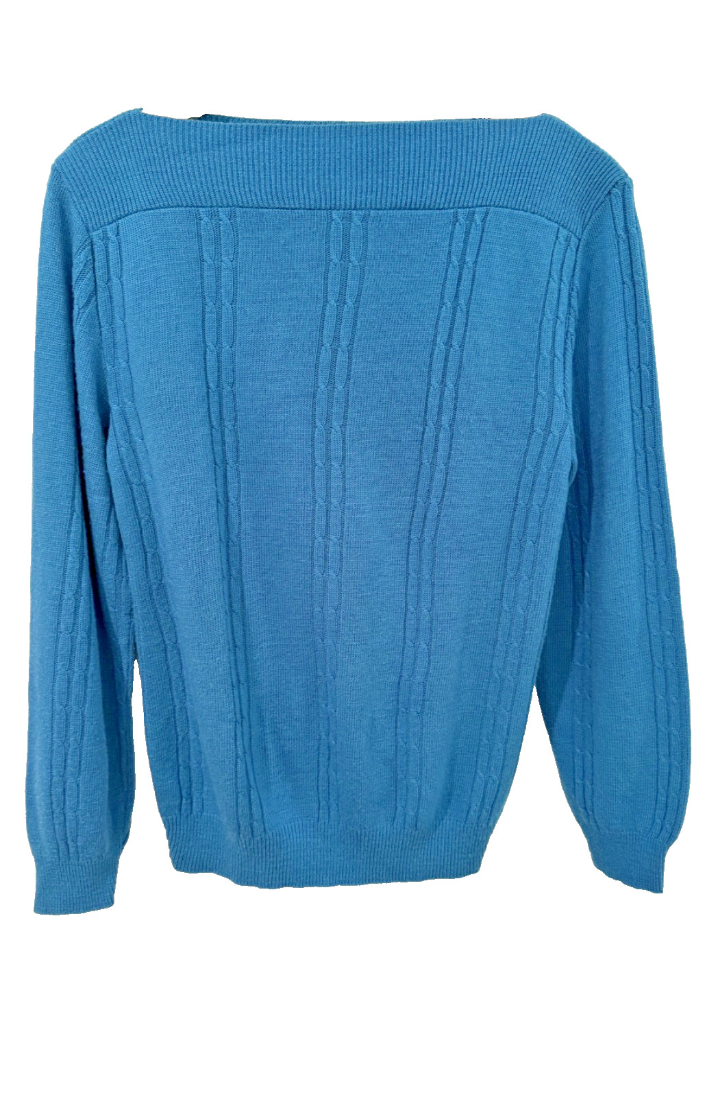 Vintage Diane Von Furstenberg Teal Cable Knit Pullover Sweater Made in USA 80s