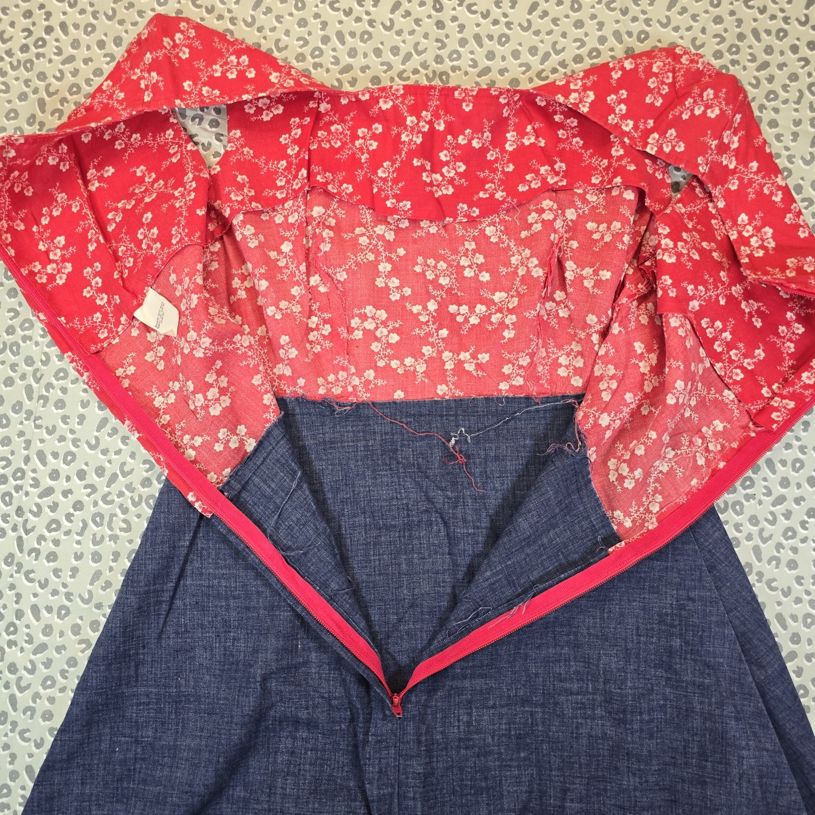 VTG 60s Carole King Junior Fashions Chambray 2pc Prairie Dress Bolero XS Ric‑Rac