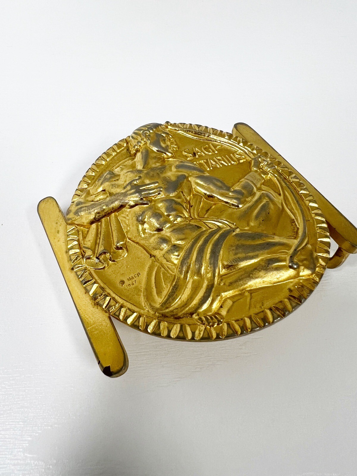 1967 Maco Medallic Art Co Sagittarius Bronze Belt Buckle