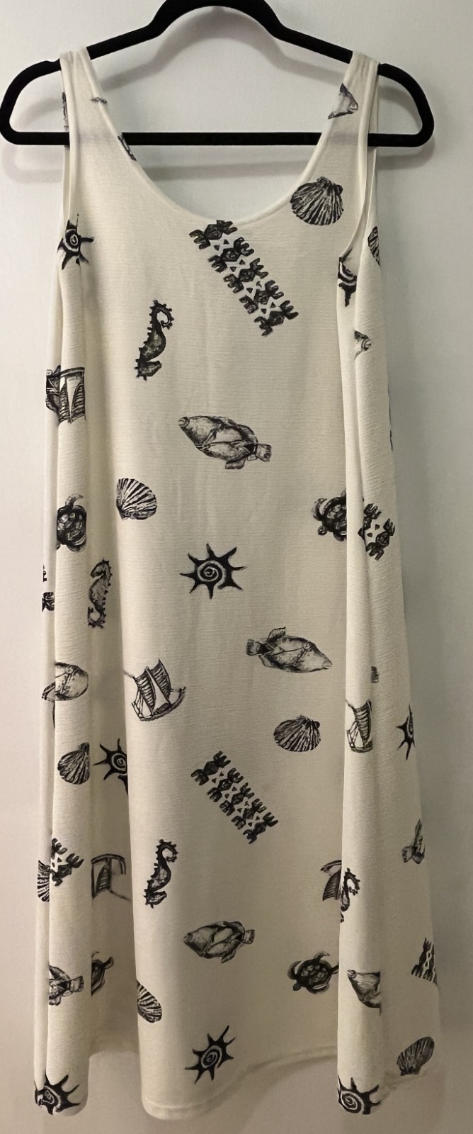 Vintage Royal Creations Made in Hawaii Sleeveless Dress White Beach Theme Size L
