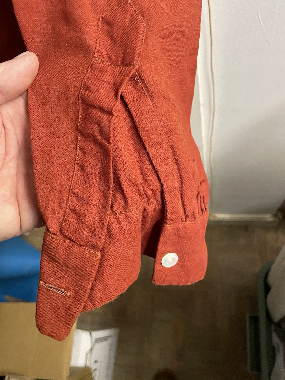 AUTUMN ORANGE COMFY 50s 😍 Vintage VIYELLA HATHAWAY LOOP COLLAR ROCKABILLY Shirt