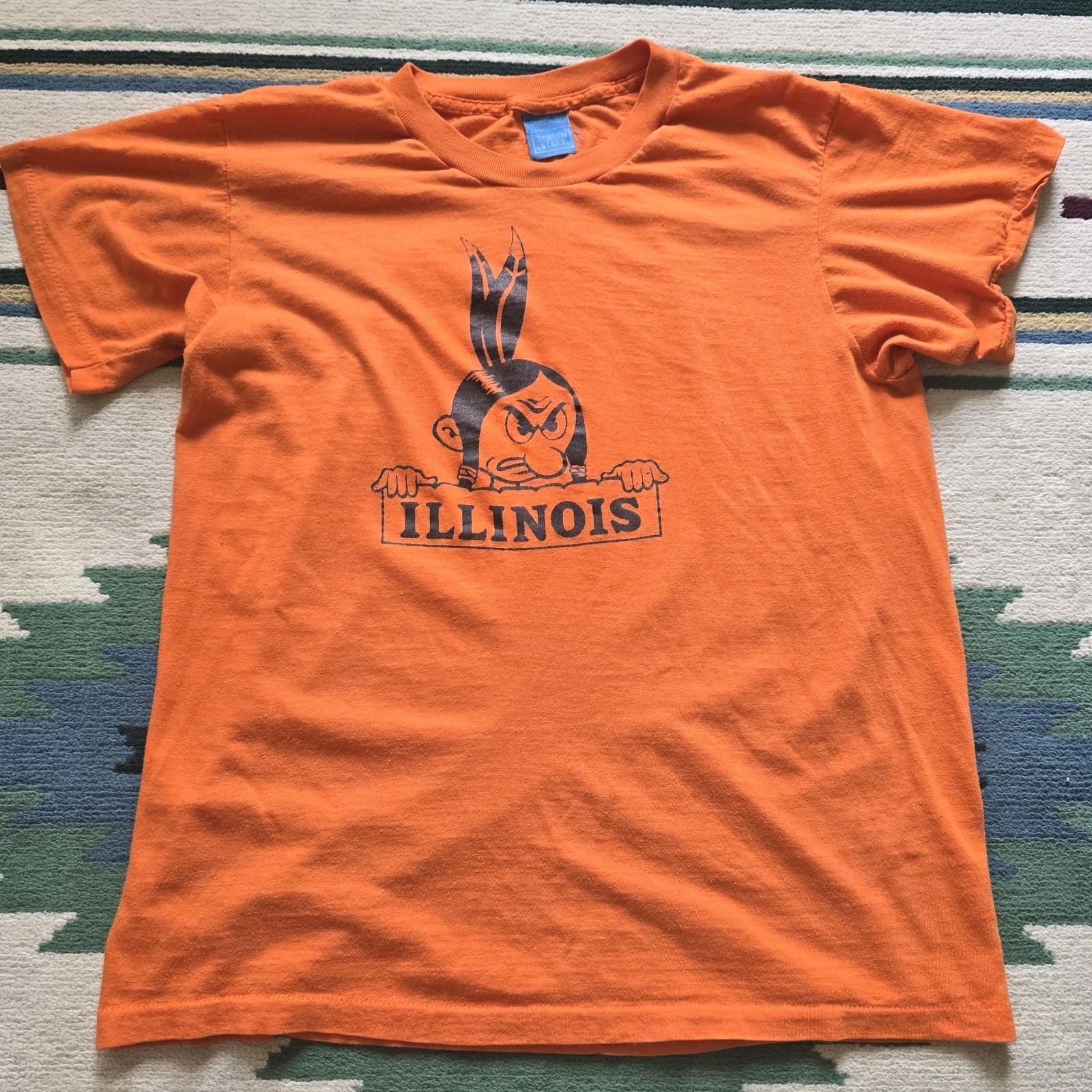 Vintage University of ILLINOIS Prince Lightfoot Logo 50s T SHIRT Illini Chief