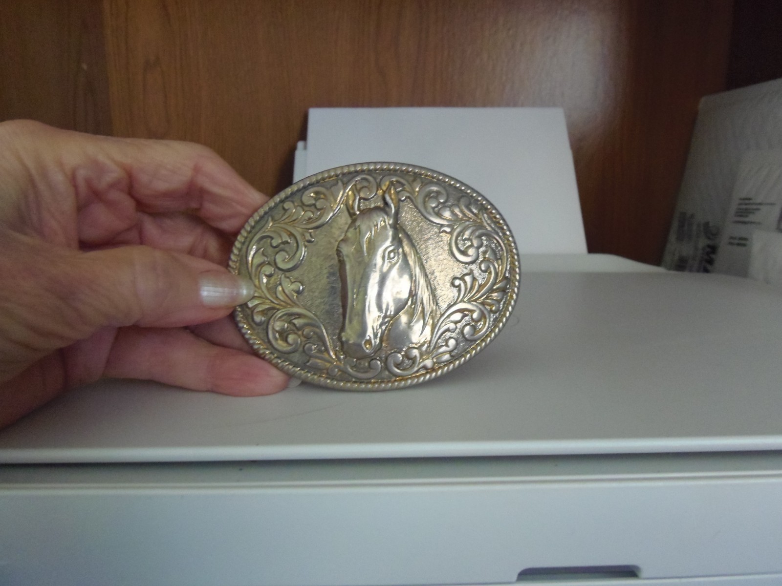 Vintage Chambers Phoenix 24K Gold Plate Horse Head Belt Buckle