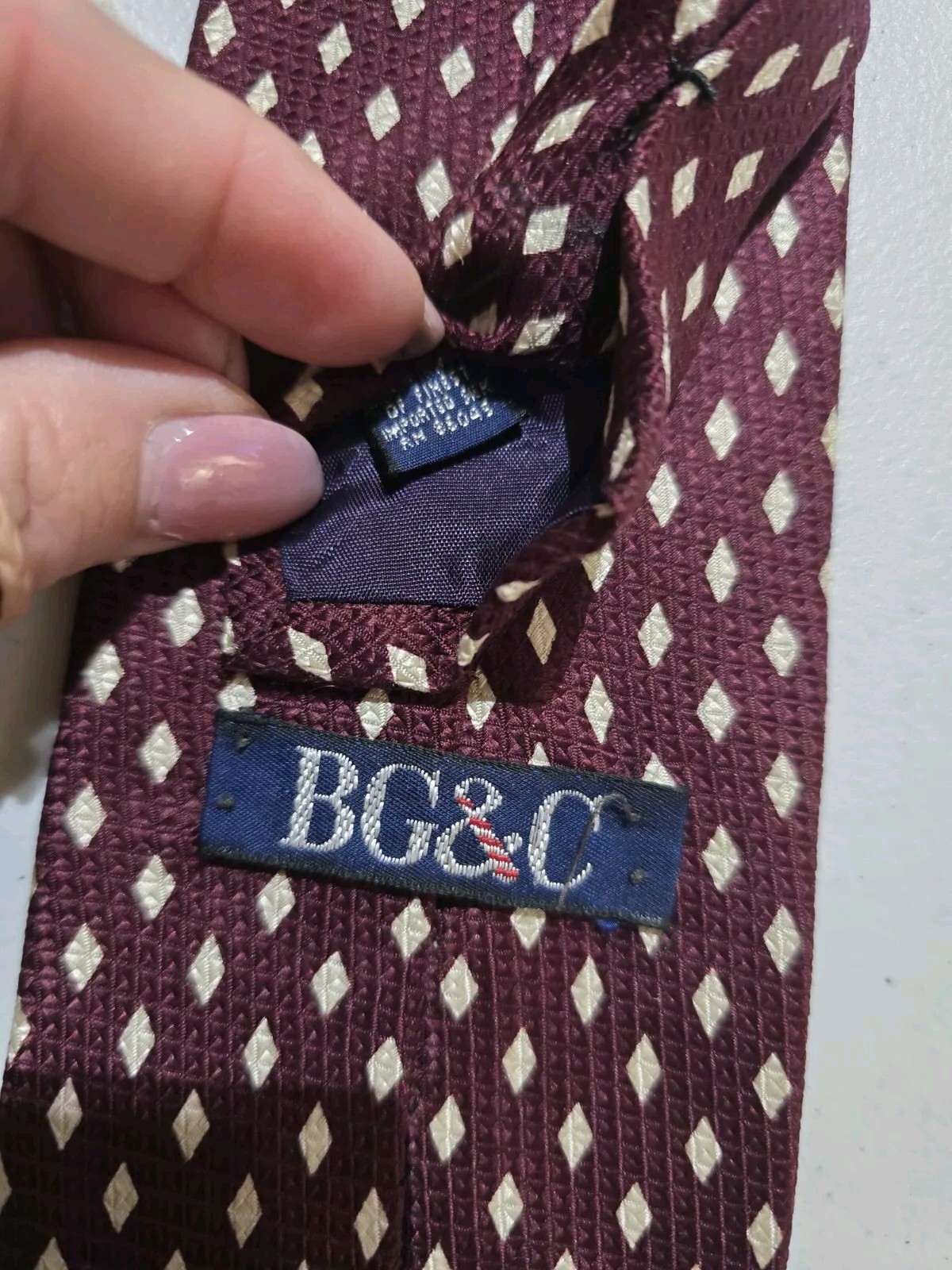 Vintage BG&C Neck Tie Brown White Diamond Classic