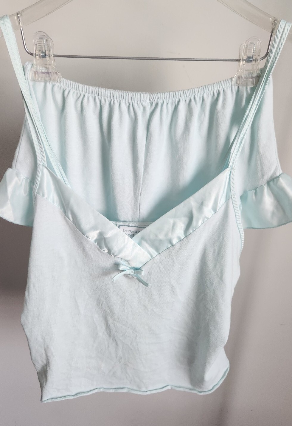 Vtg 80’s Intimate Moments 2-pc Blue Cotton Ruffled Pijama Set! L