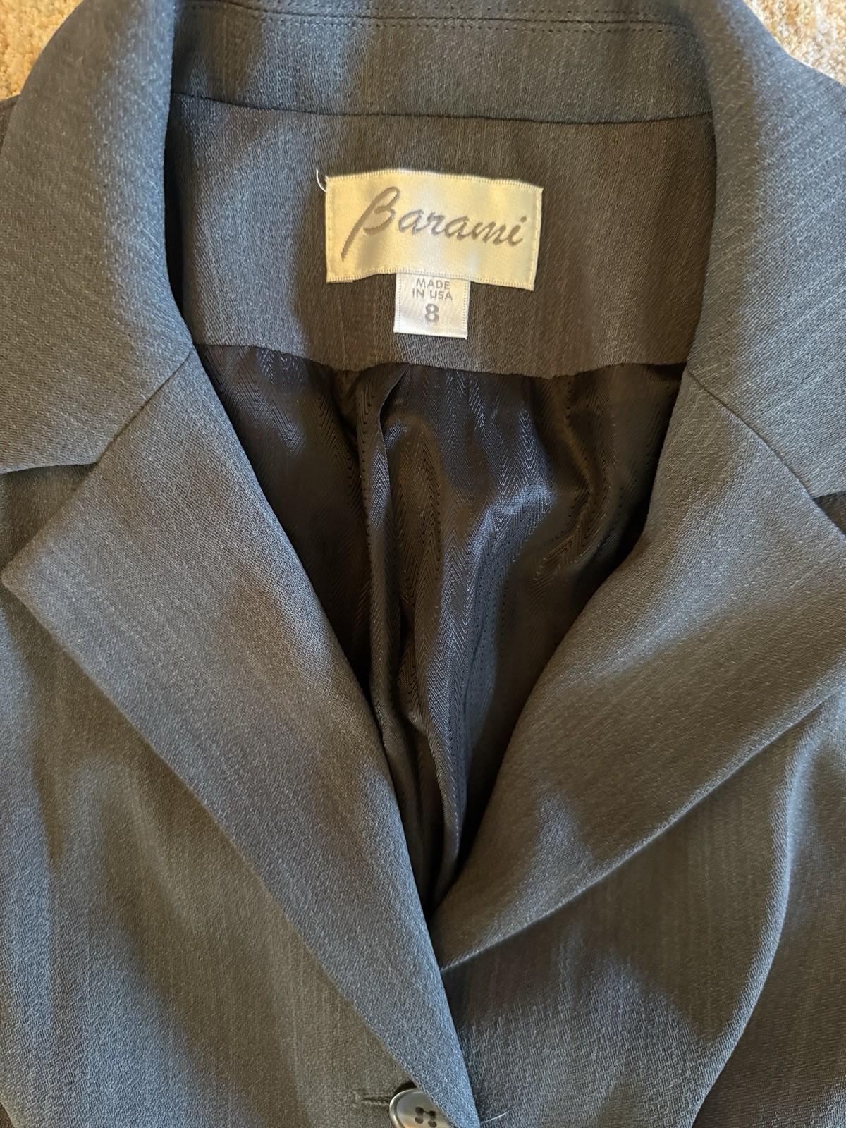 Vintage BARAMI Gray Blazer Straight Single-Breasted Pockets Career Women’s 8 EUC