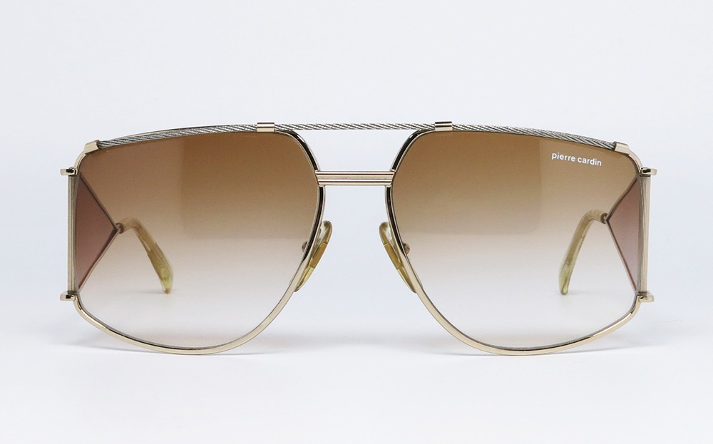 ORIGINAL VINTAGE SUNGLASSES PIERRE CARDIN CP-808-1 GOLD 4 LENSES STEEL OVERSIZE