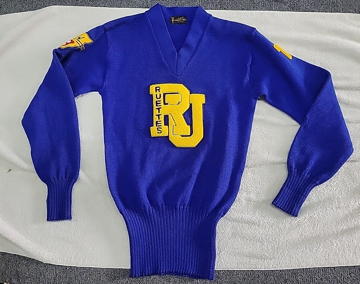 Detroit ART Knitting Mills Varsity Letterman Sweater 1977’s Virgin Wool RUETTES