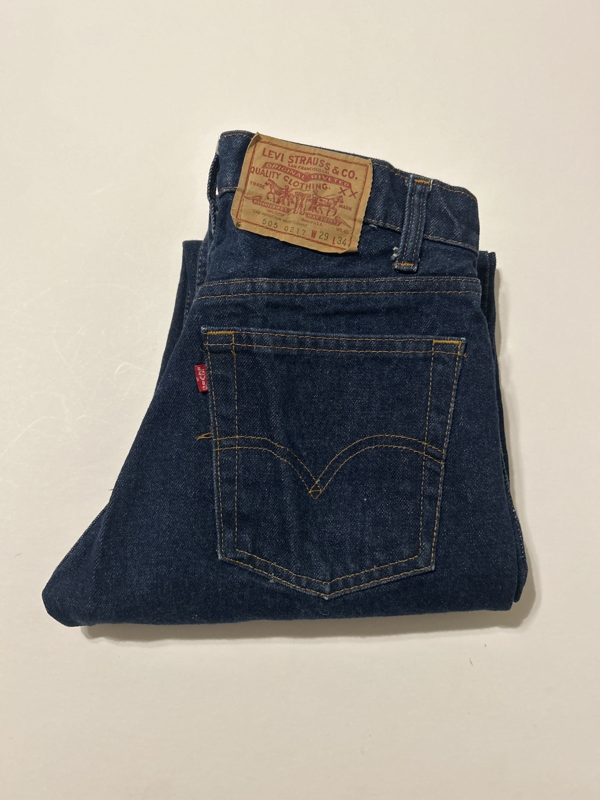 VTG 1984 Levis 505-0217 Red Tab Jeans 29×34 USA 650 Button Near Mint