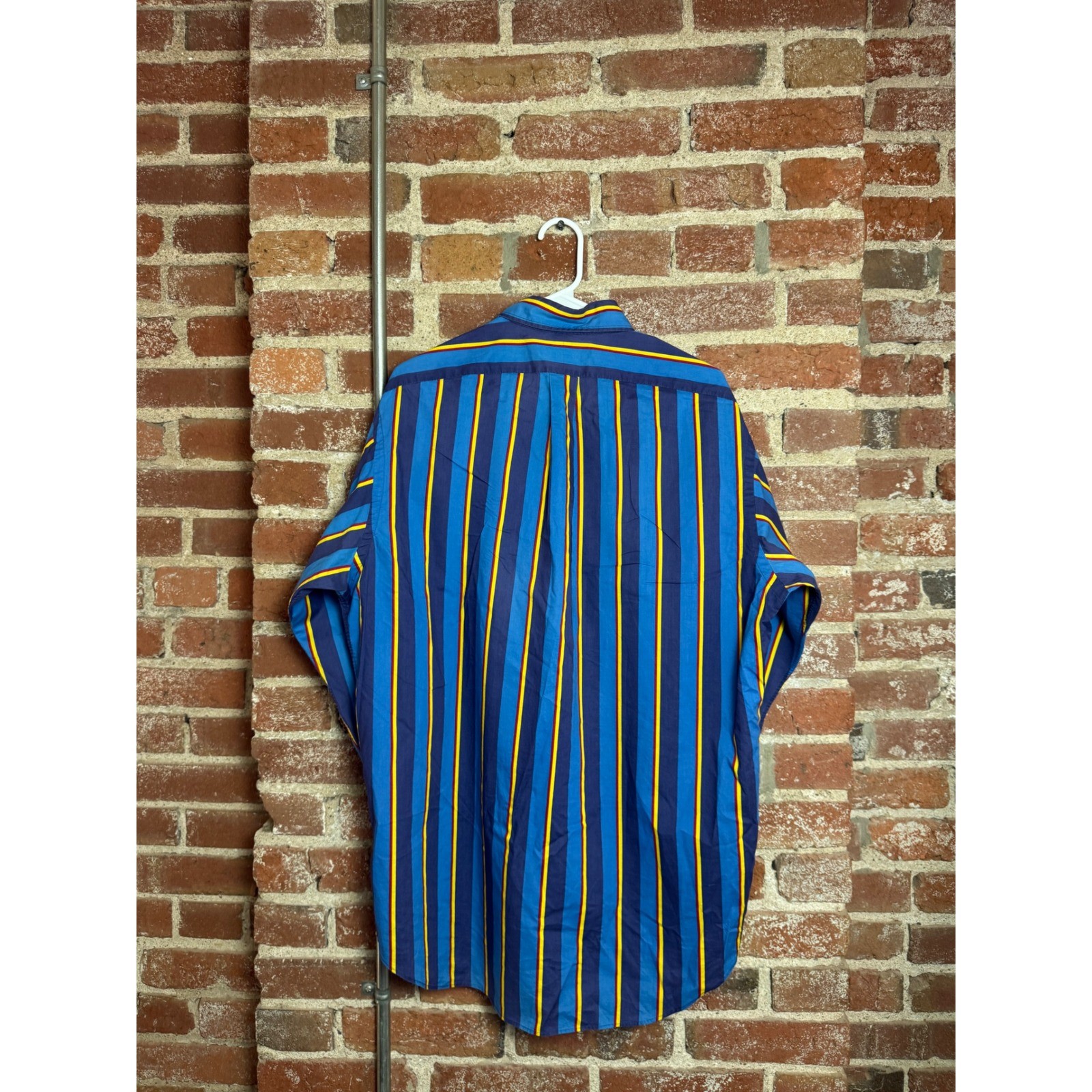 Vintage 1990 Polo Ralph Lauren Crest Embroidered Striped Button Up Shirt Mens M