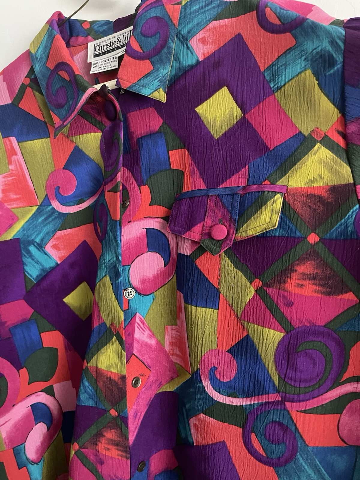 VINTAGE CHRISTIE & JILL SHIRT MEDIUM COLORFUL LONG SLEEVE BEAUTIFUL 1980’S-90’S