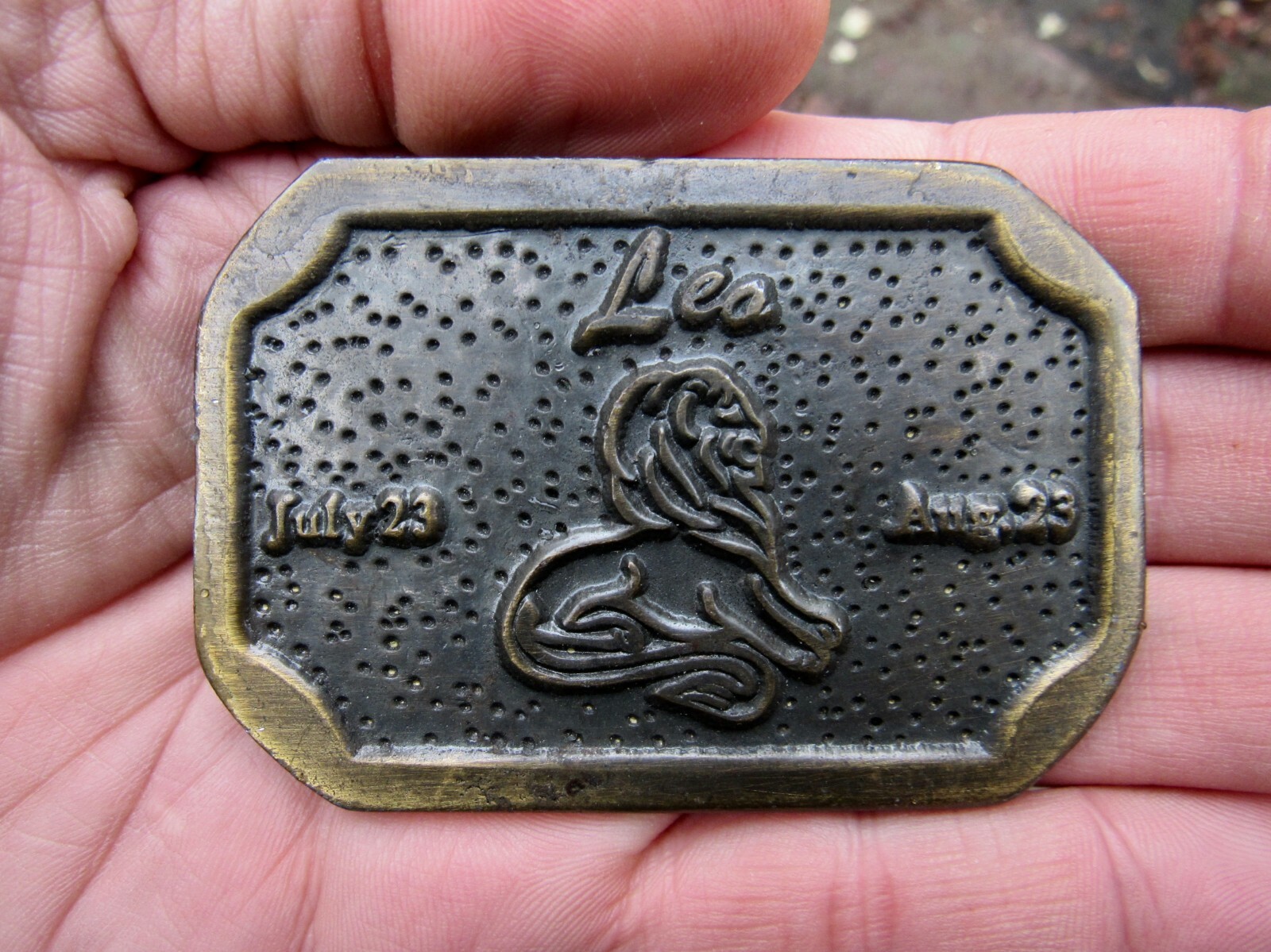Vtg LEO THE LION Belt Buckle CAL Astrological Zodiac Horoscope Brass RARE VG+
