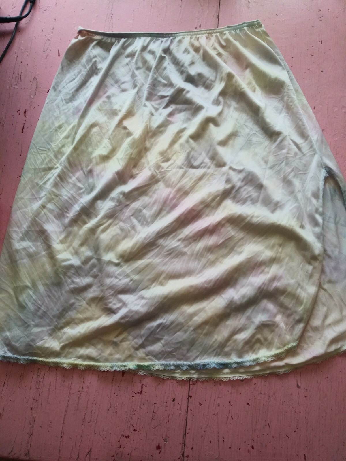 Womens size 24 length 42 nylon Vanity Fair Slip pastel colors pinks yellow chic