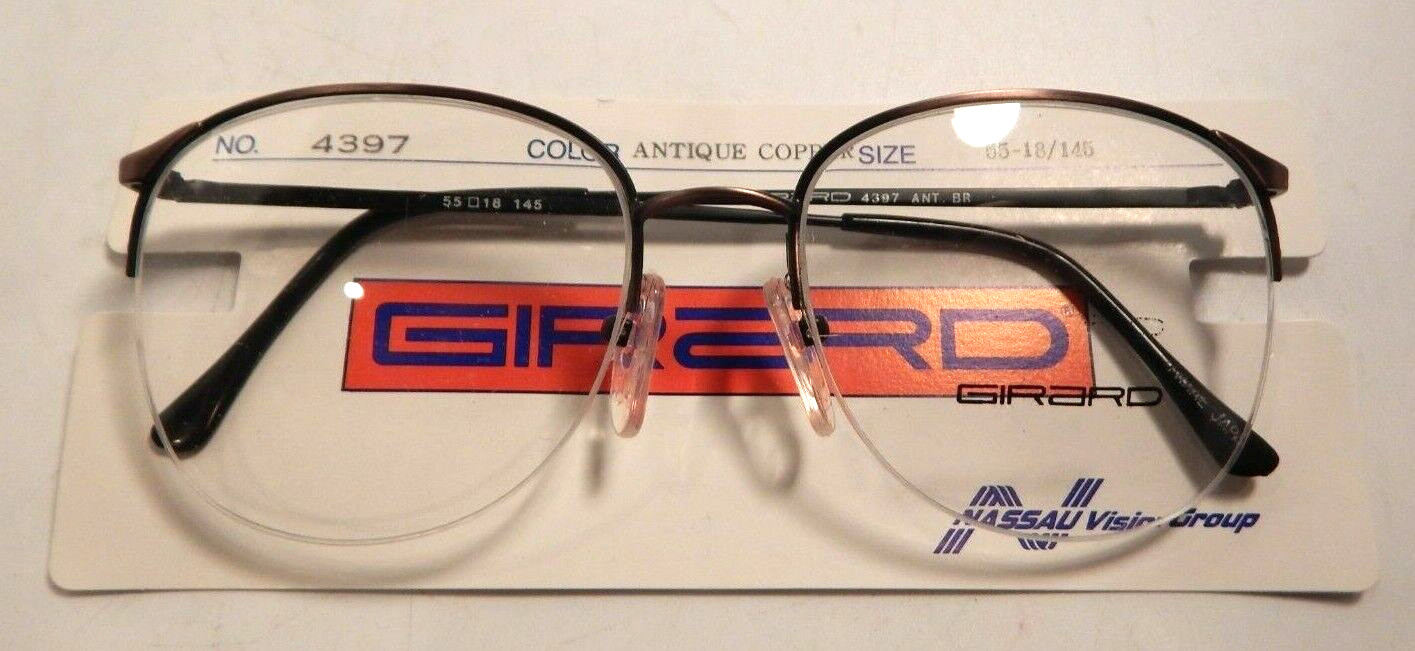 Vintage GIRARD 4397 Antique Copper 55/18 Eyeglass Frame New Old Stock #380