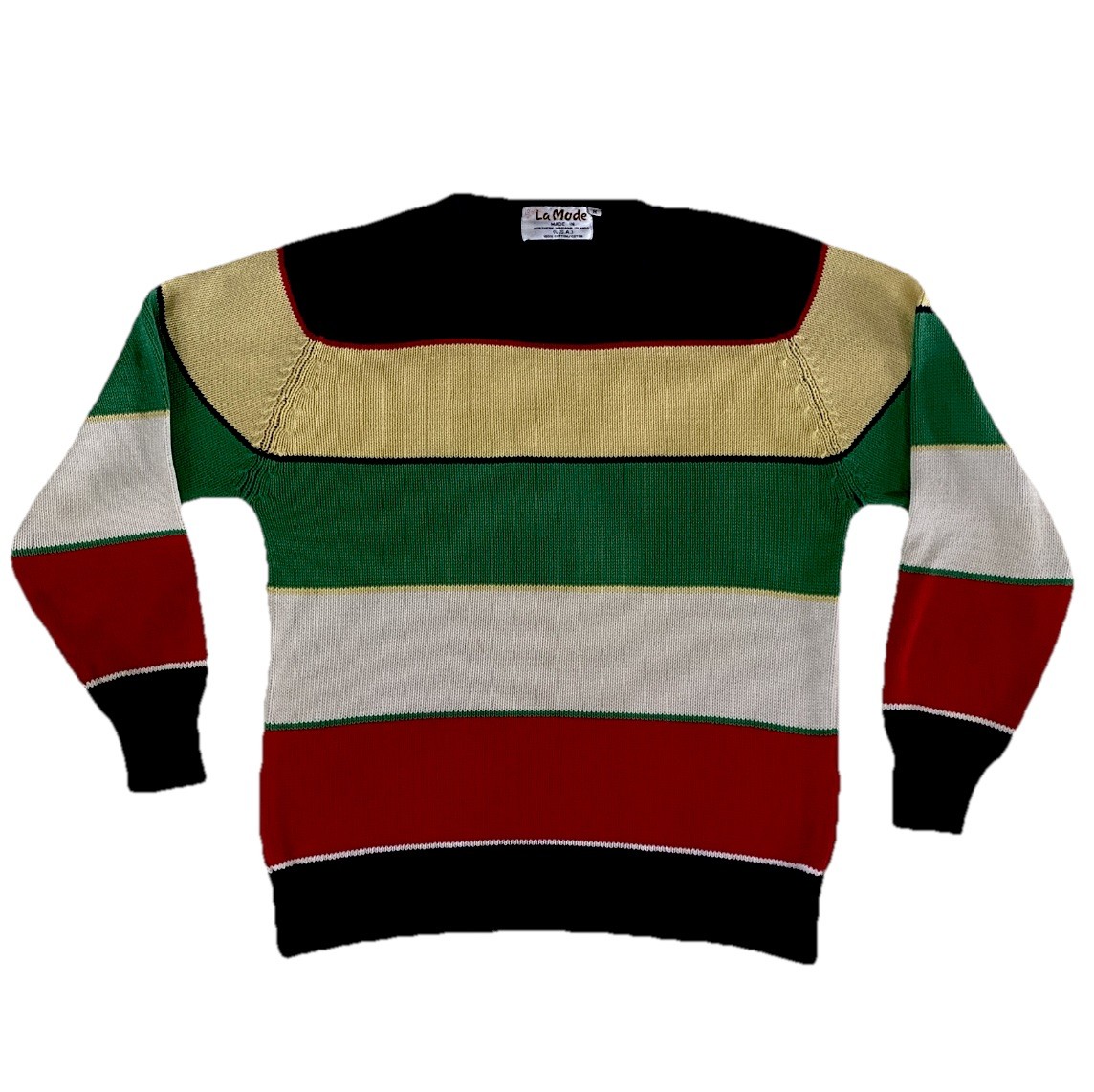Vintage Y2K 90s La Mode Womans Knit Sweater Multicolor Stripe Size Med USA Made