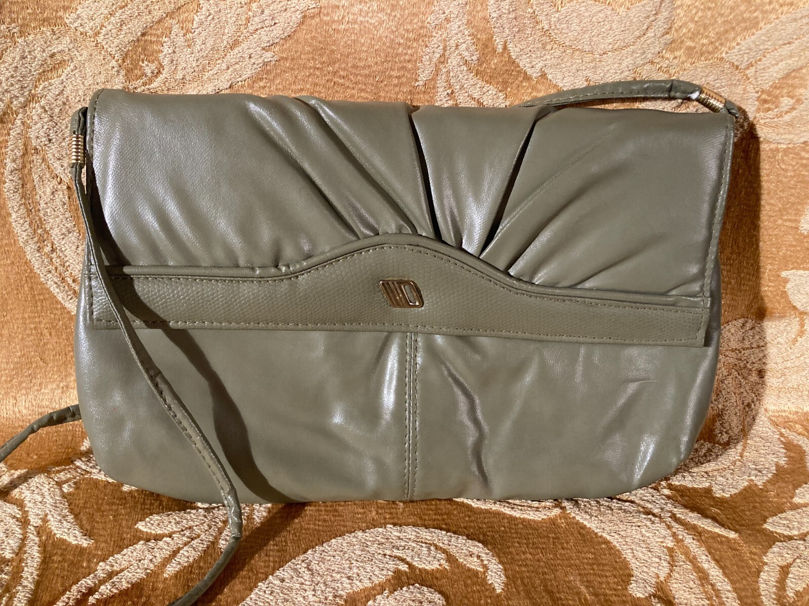 Vintage 80s Purse 1980s Retro Green Earth Tones Minimalist Faux Leather Handbag
