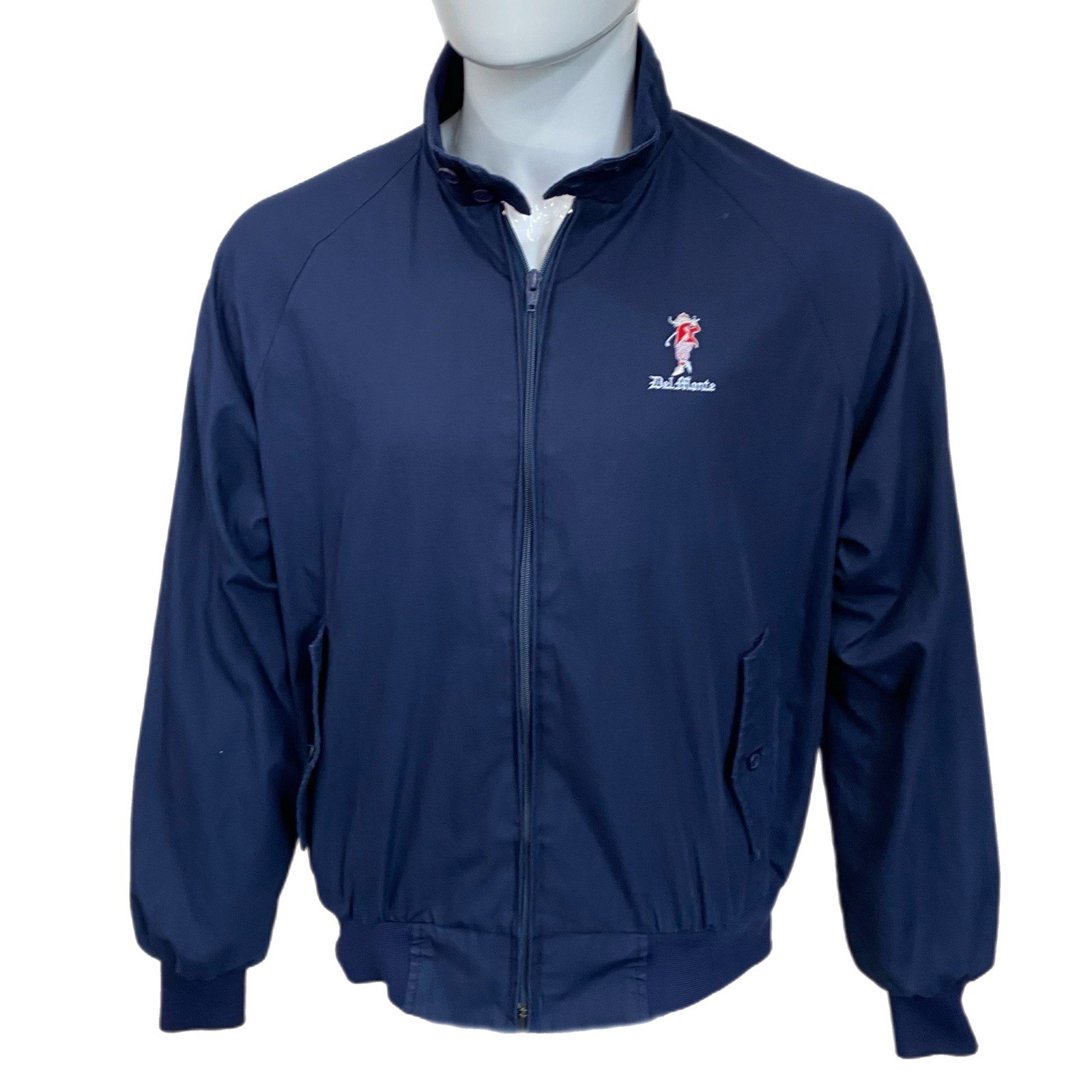 1980s/90s Wiman Full Zip Jacket ~ Del Monte (Food) Golfer Logo ~ Dark Blue