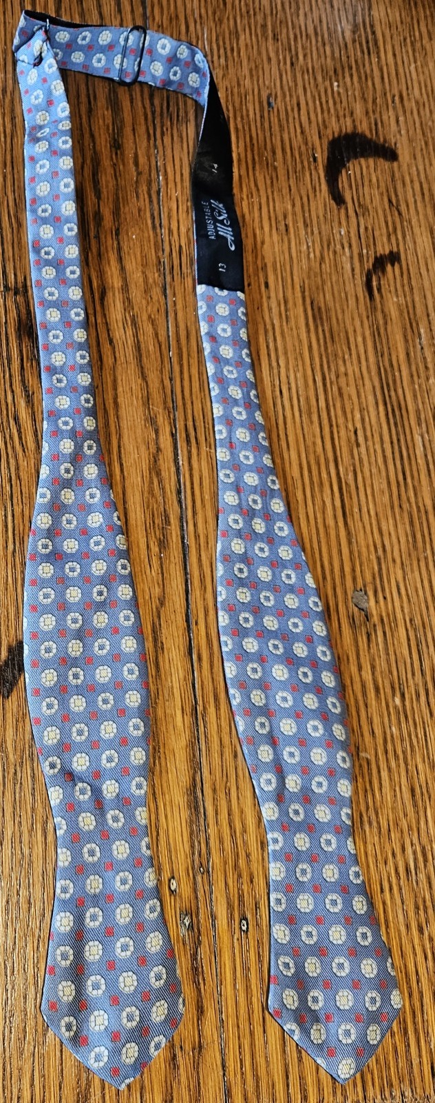 Vintage 1940’s Bow Tie Silver Blue White, Red, Yellow Medallion Pattern