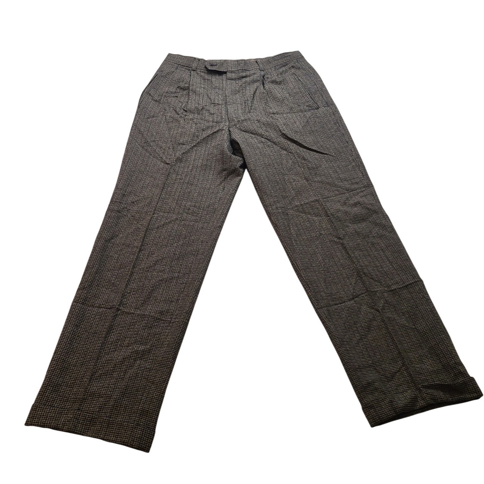 Marshall Field’s Vintage Wool Men’s 34×30 Houndstooth Pleated Dress Pants Grey