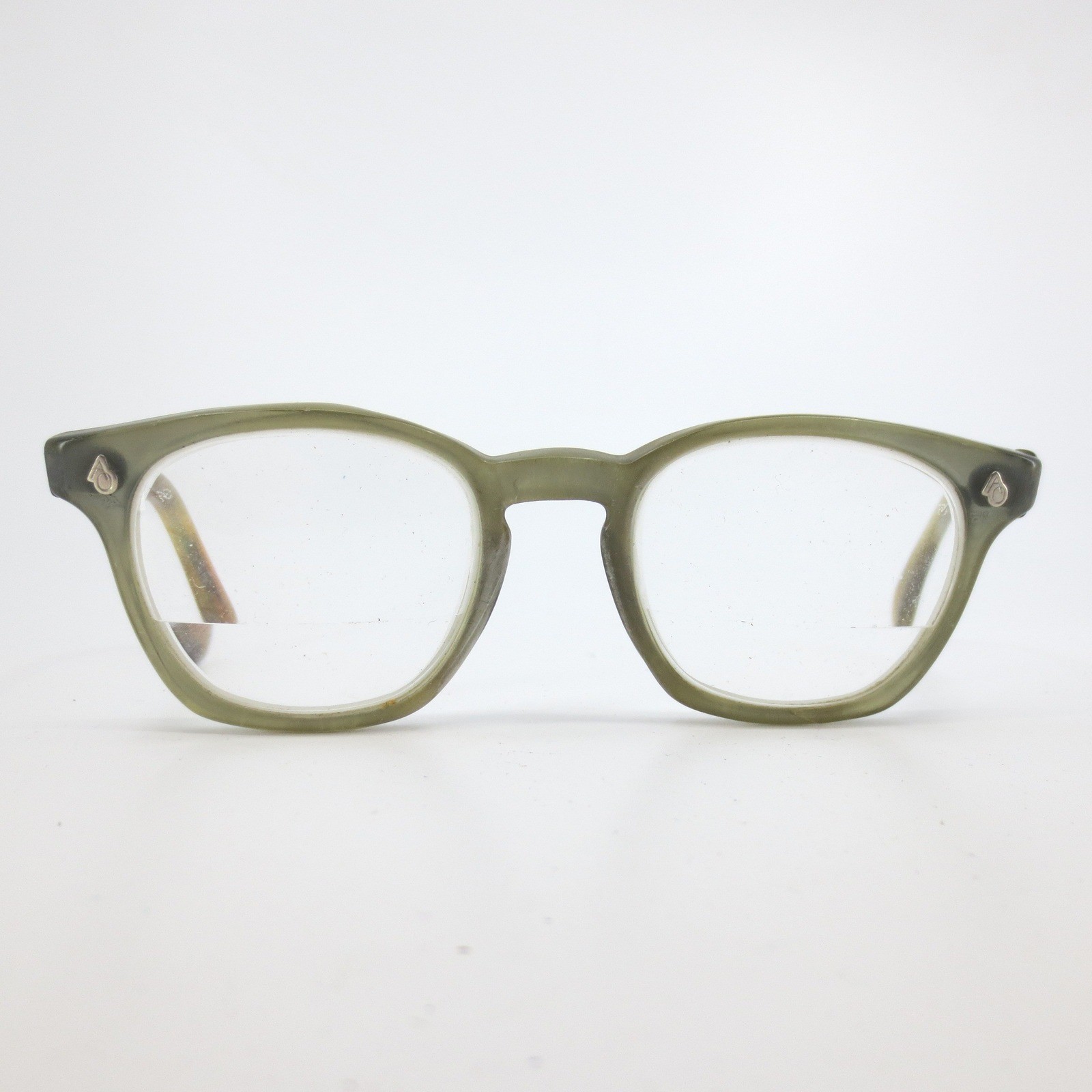 American Optical Flexi-Fit Vintage Safety Glasses Sage Green 48-22 AO 6M Frames