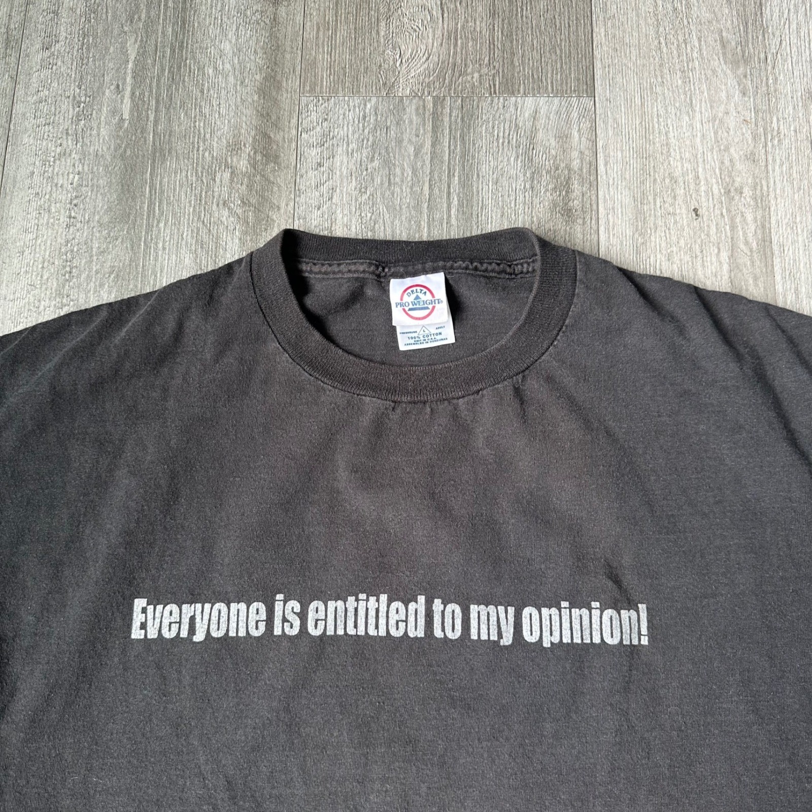 Vintage Y2K faded Everyone is Entitled to My Opinion Black humor T-Shirt Delta L
