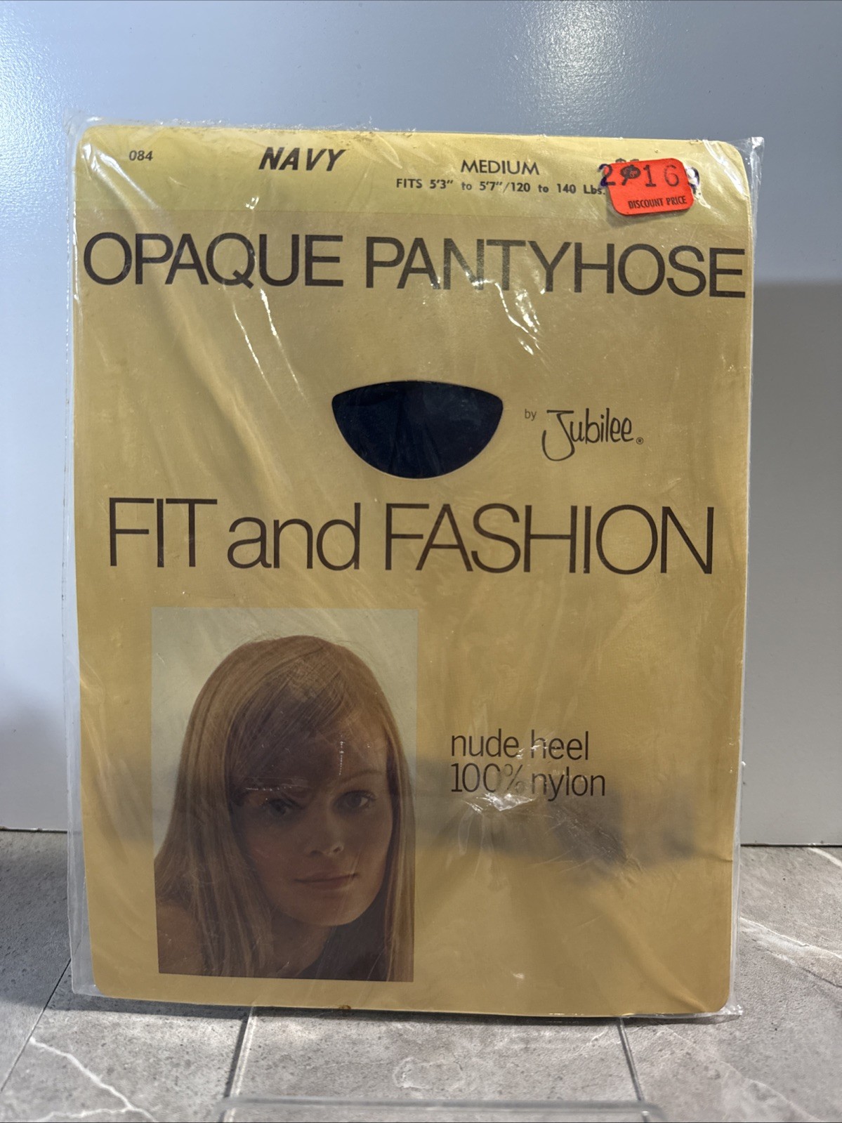 Vintage 70’s Jubilee Opaque Pantyhose NAVY Medium NOS NIP 100% Nylon Nude Heel
