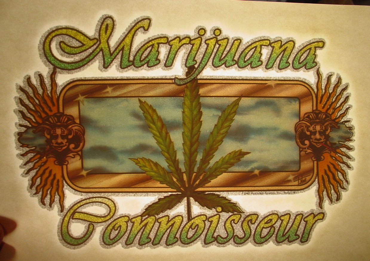 MARIJUANA CONNOISSEUR VINTAGE 1970’s HEADSHOP IRON ON TRANSFER NICE, B-9