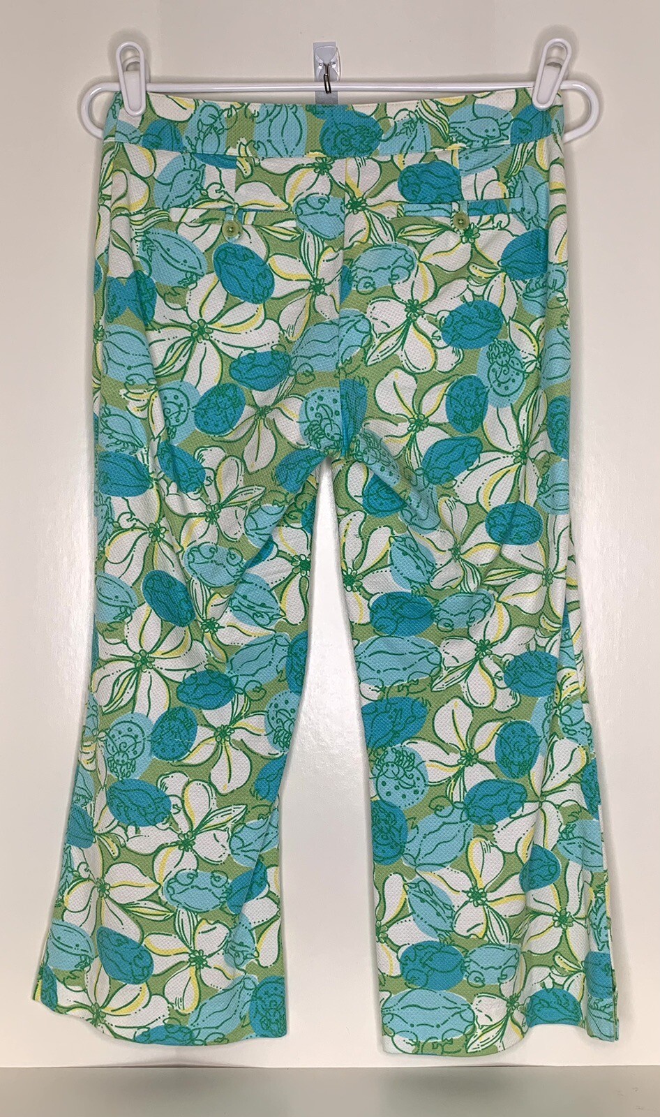 Lilly Pulitzer White Label Women’s 2 Blue Green White Yellow Floral Capri Pants