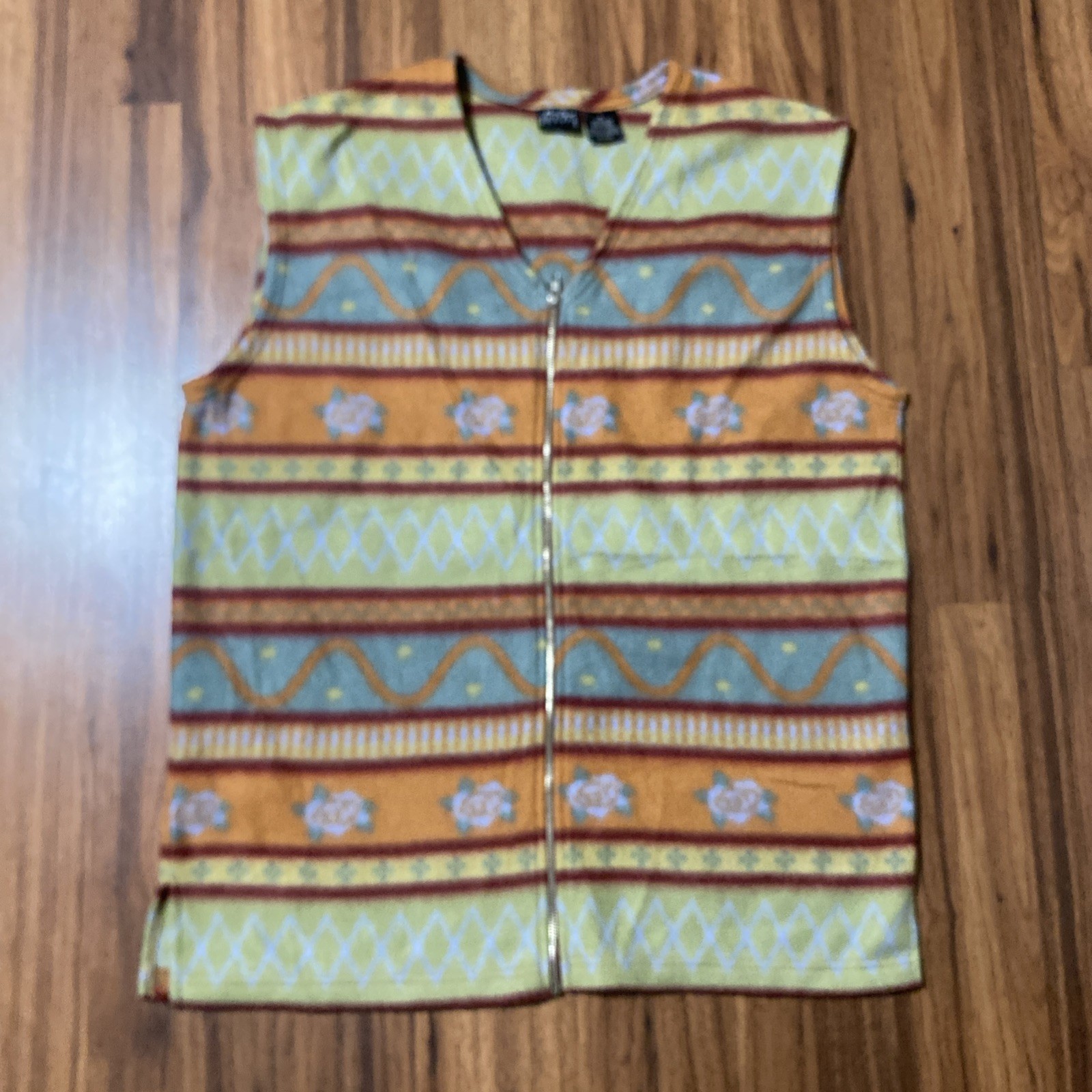 Vintage Boutique Europa Sleeveless Full Zip Fleece Vest Women’s XL AZTEC Print