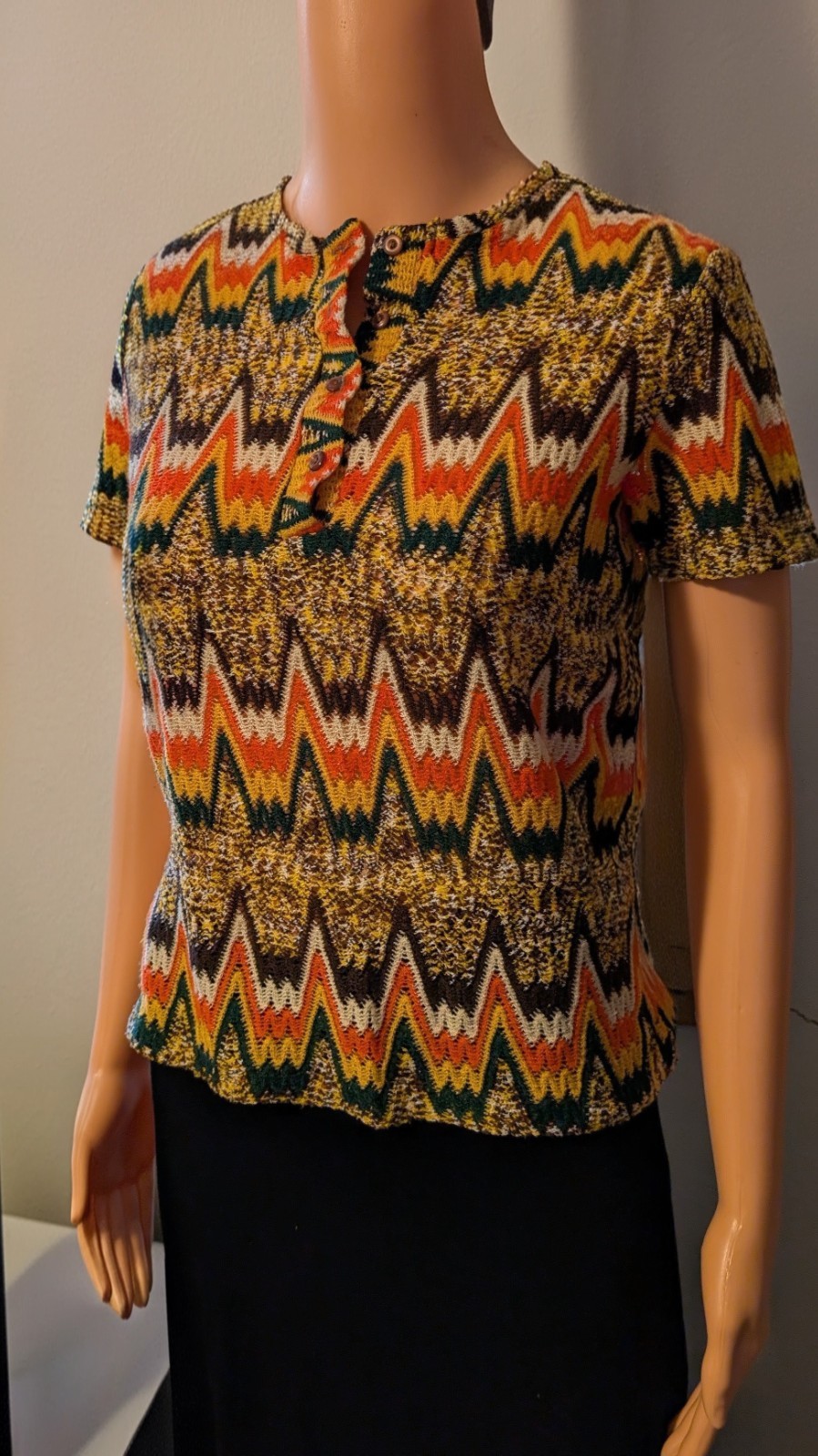 Vintage Miss Holly Colorful Chevron Top – Made in Japan
