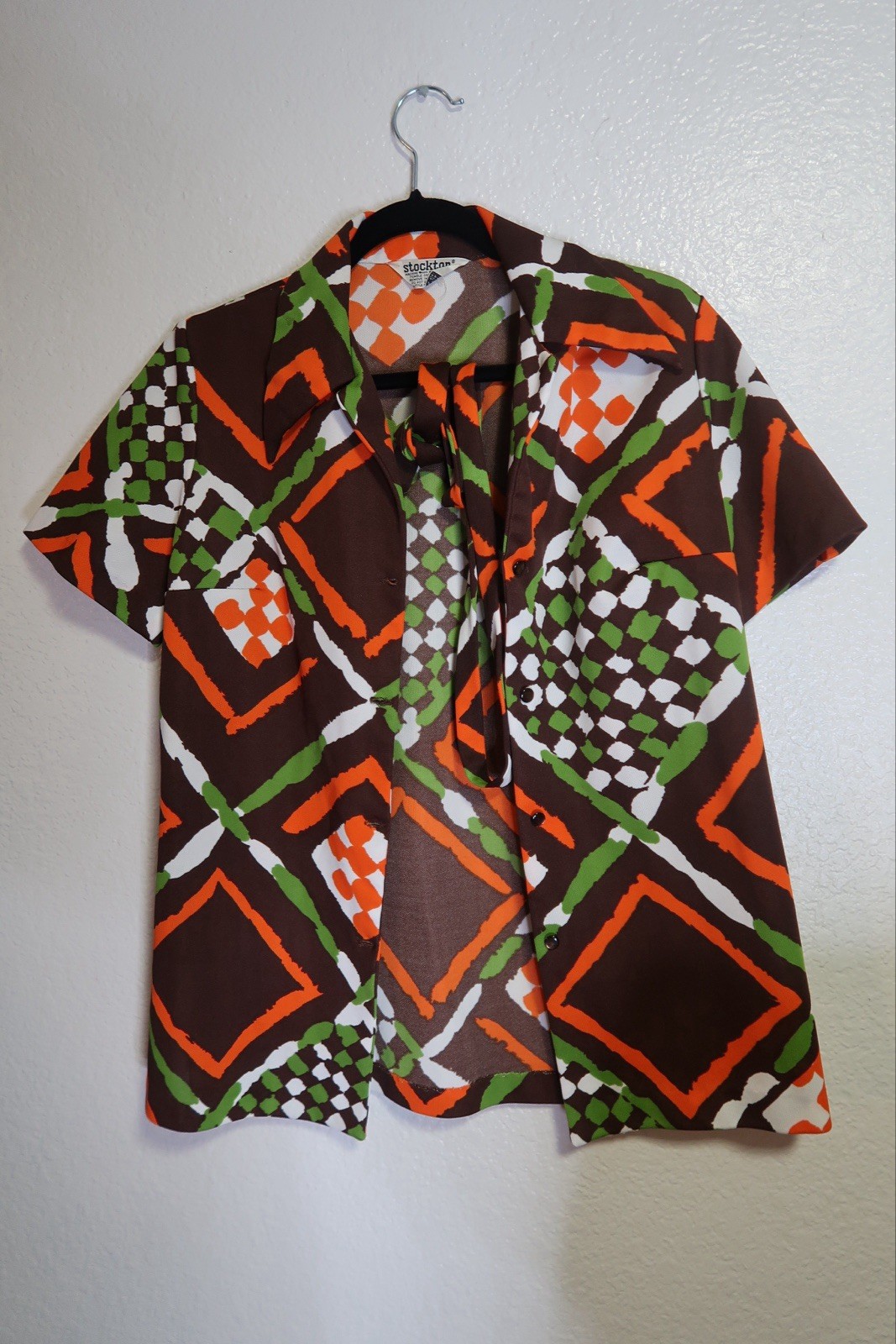 Vintage Stockton short sleeve shirt with matching tie/scarf