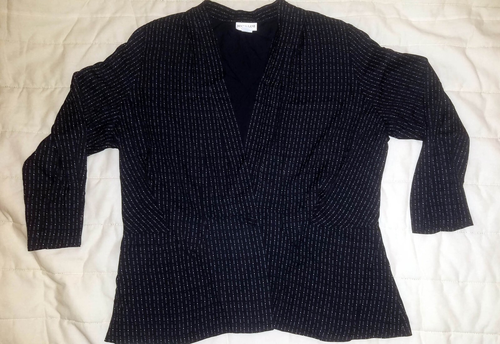 Vintage 1990s Black & White Lapelless Jacket, Size: 22/24