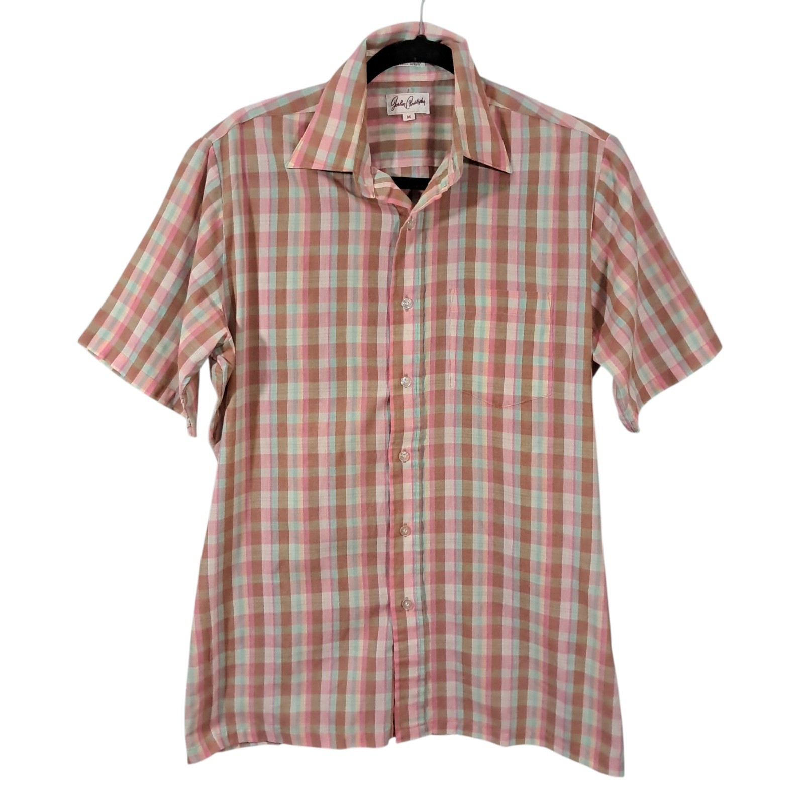 Vintage Shirt Jordan Christophe Mens Size Medium Plaid 80s Lightweight Sheer