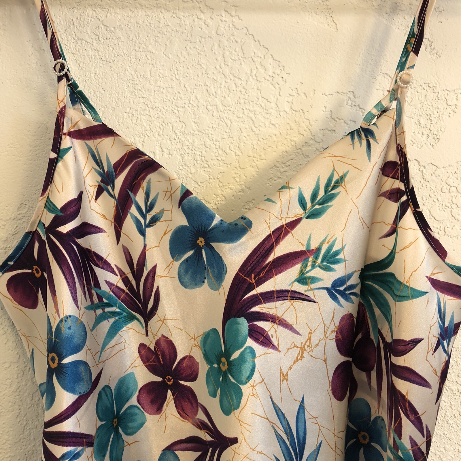 Vintage 90s LA Intimates Kimono Robe & Negligee Tropical Floral Print Size L