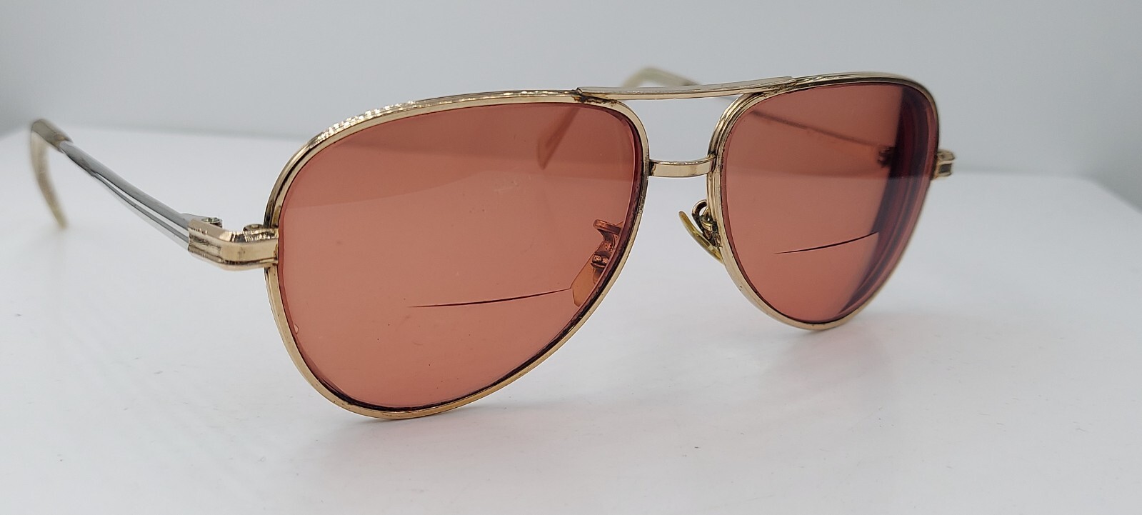 Vintage M/C 10kt Gold Filled Gold Pilot Metal Sunglasses USA FRAMES ONLY