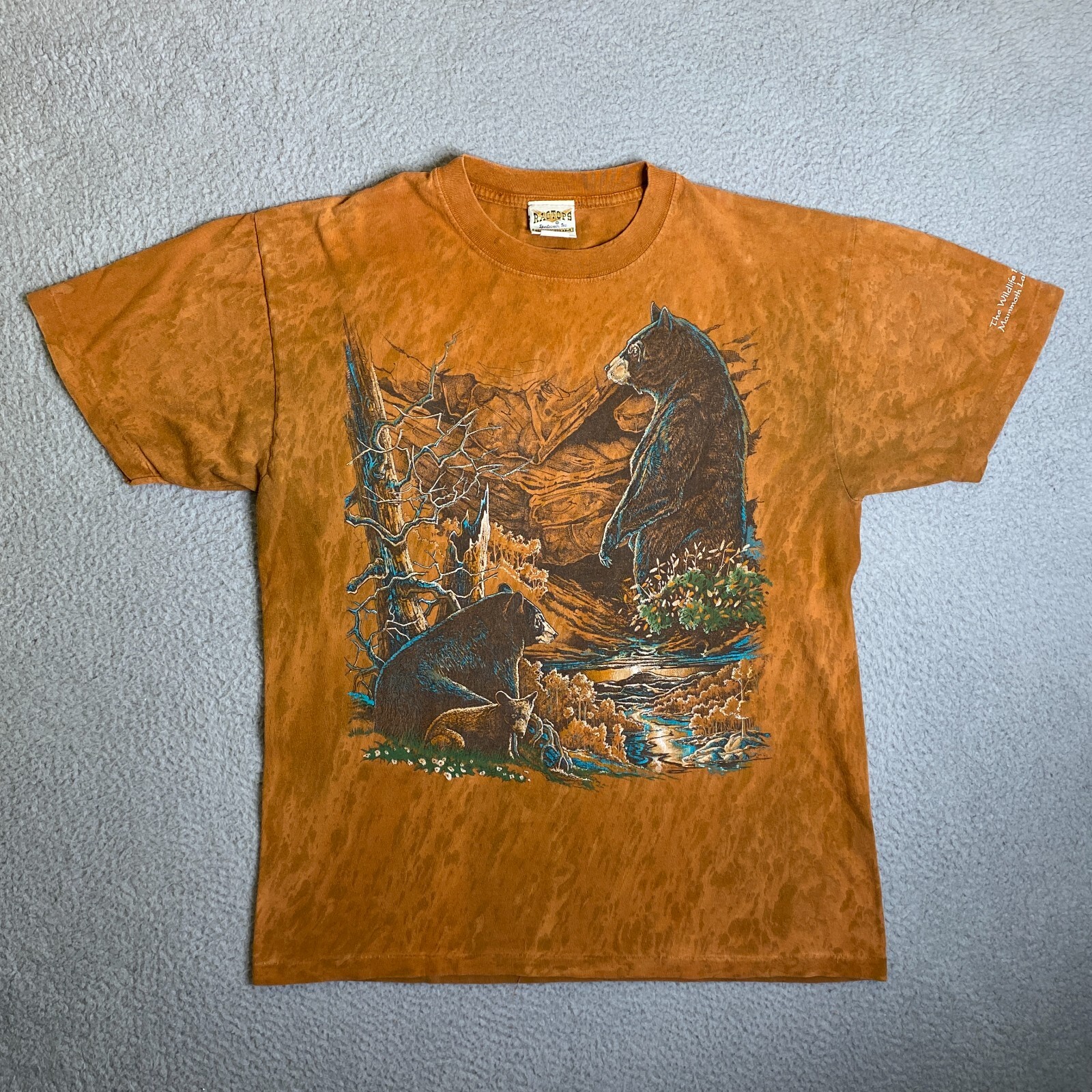 Ragtops Shirt Mens Medium Bear Cub Graphic Tee Brown Wildlife Vintage USA