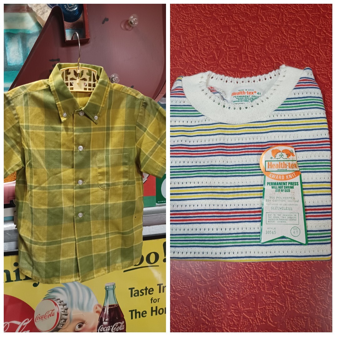 Lot of 2 True VTG Mid-century 1950s 1960s 1970s Boys Shirts Health-Tex Deadstock