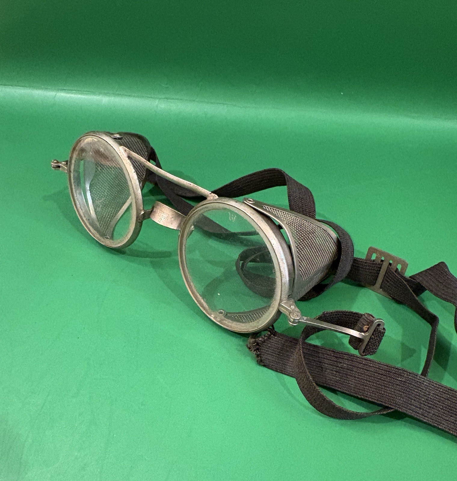 Vintage Antique Willson B Safety Glasses w Side Shield & Bag Steam Punk 1915