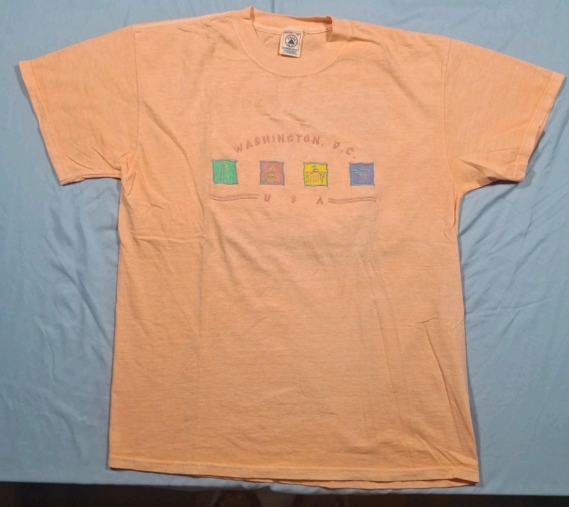 VTG Delta Magnum Weight Large Embroidered Tee Washington D.C. USA White House