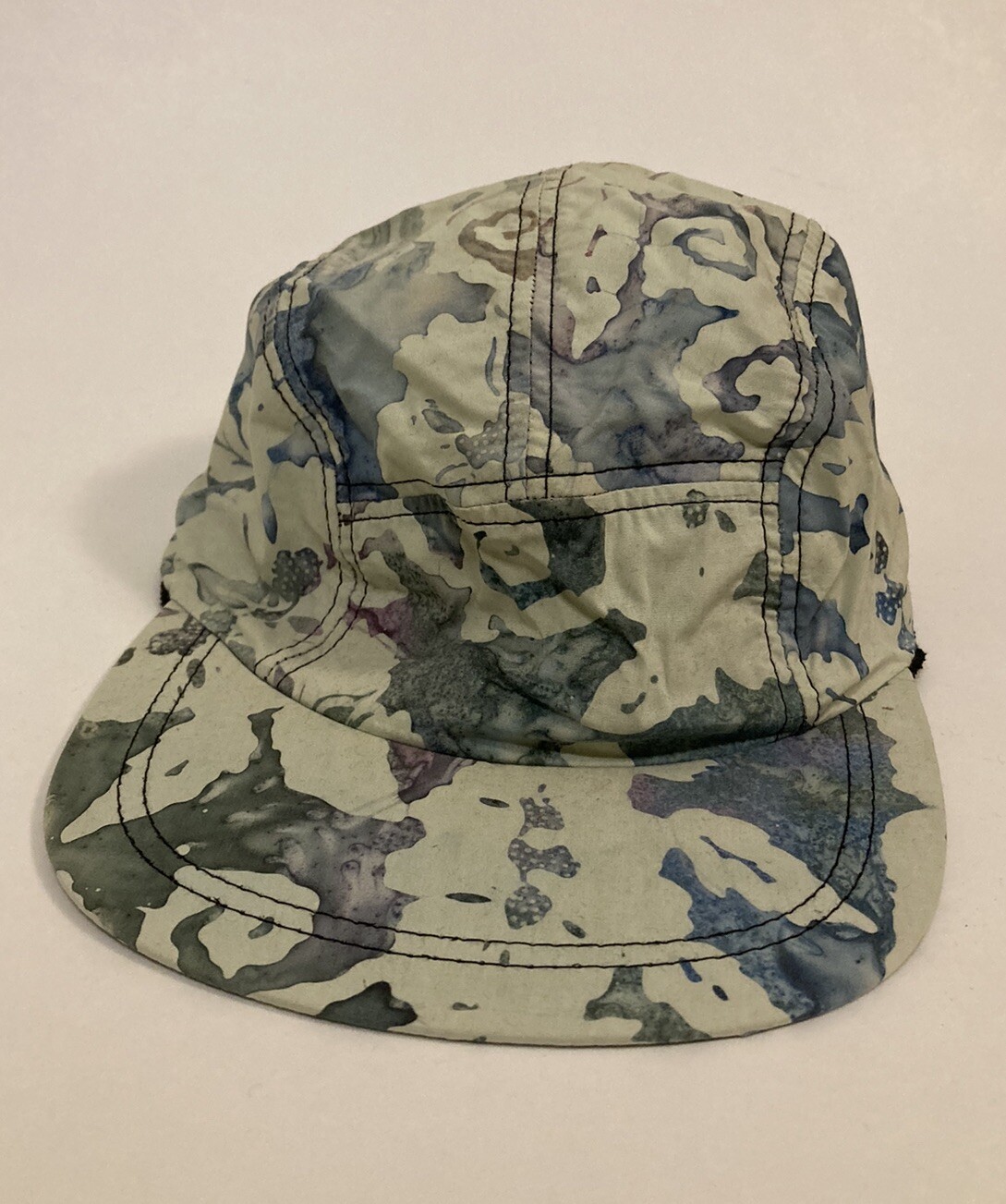 Vintage Yo Wear Maxx Boxer 5 Panel Hat Skater Green Purple Watercolor