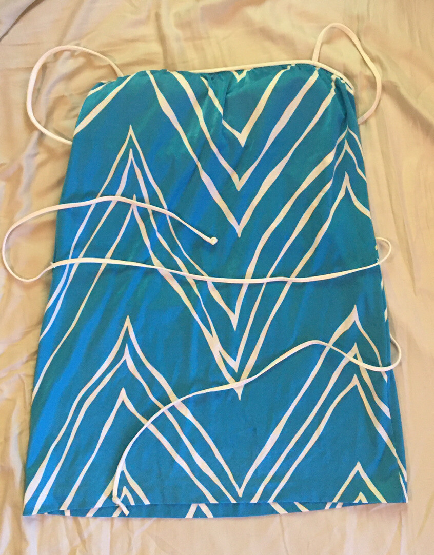 Vintage De Weese Design Womens Top Only Tankini Large Blue White Size 12 1960s