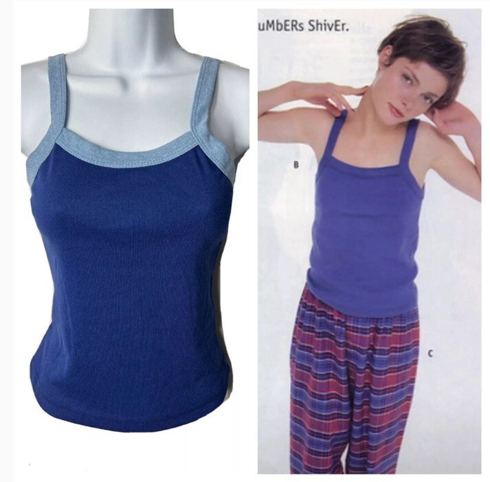NOS Vintage 90s Y2K Navy Blue Cami Tank Top Delias Alloy Skate Surf USA Cotton