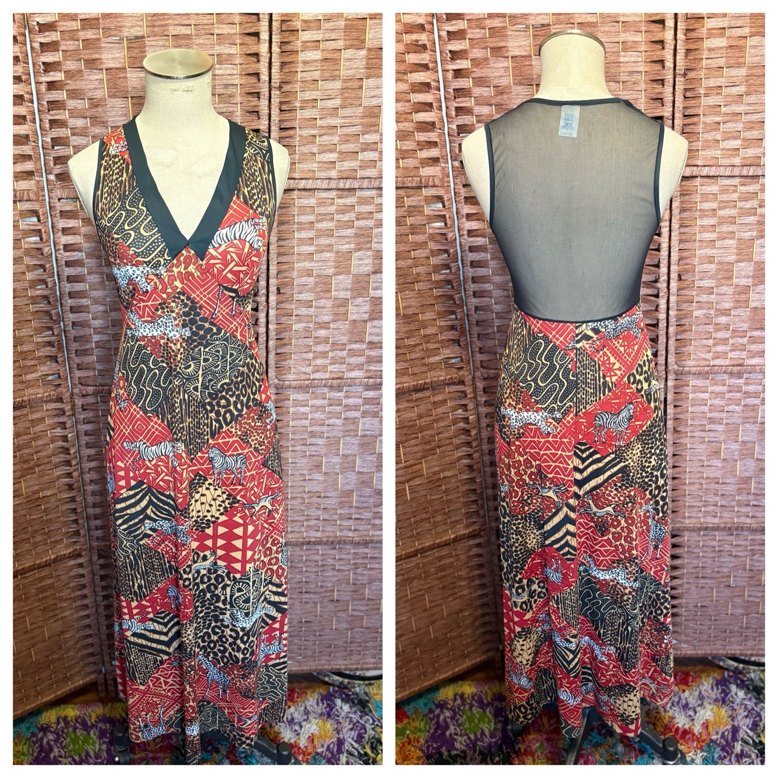 Vintage 70’s Velrose Safari Leopard Zebra Nightgown Sleepdress Pinup Mob Wife